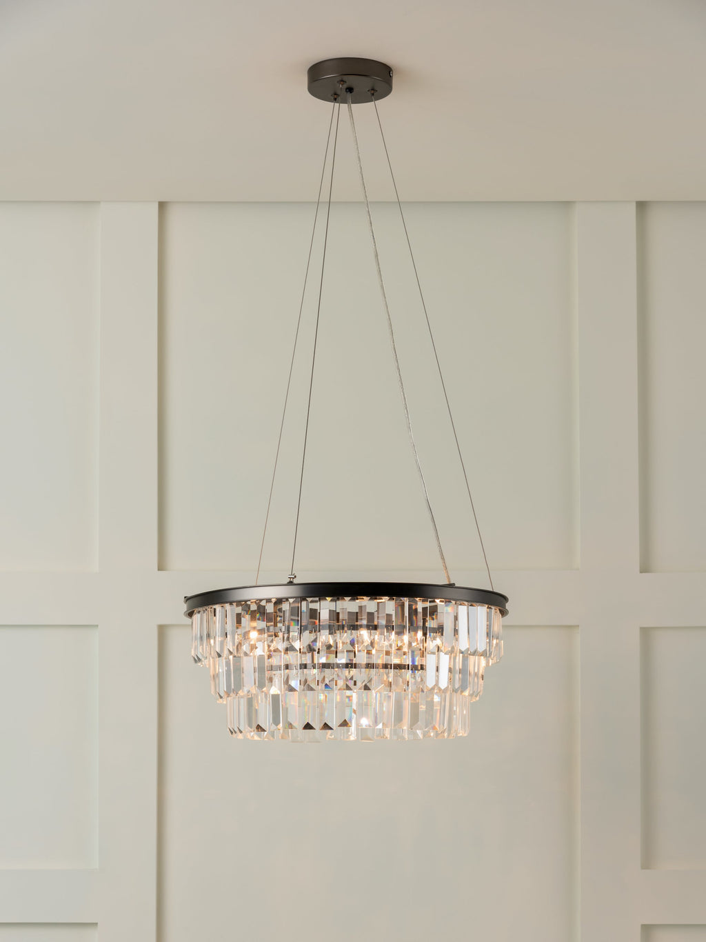 Alila - 5 light graphite silver tiered crystal glass chandelier
