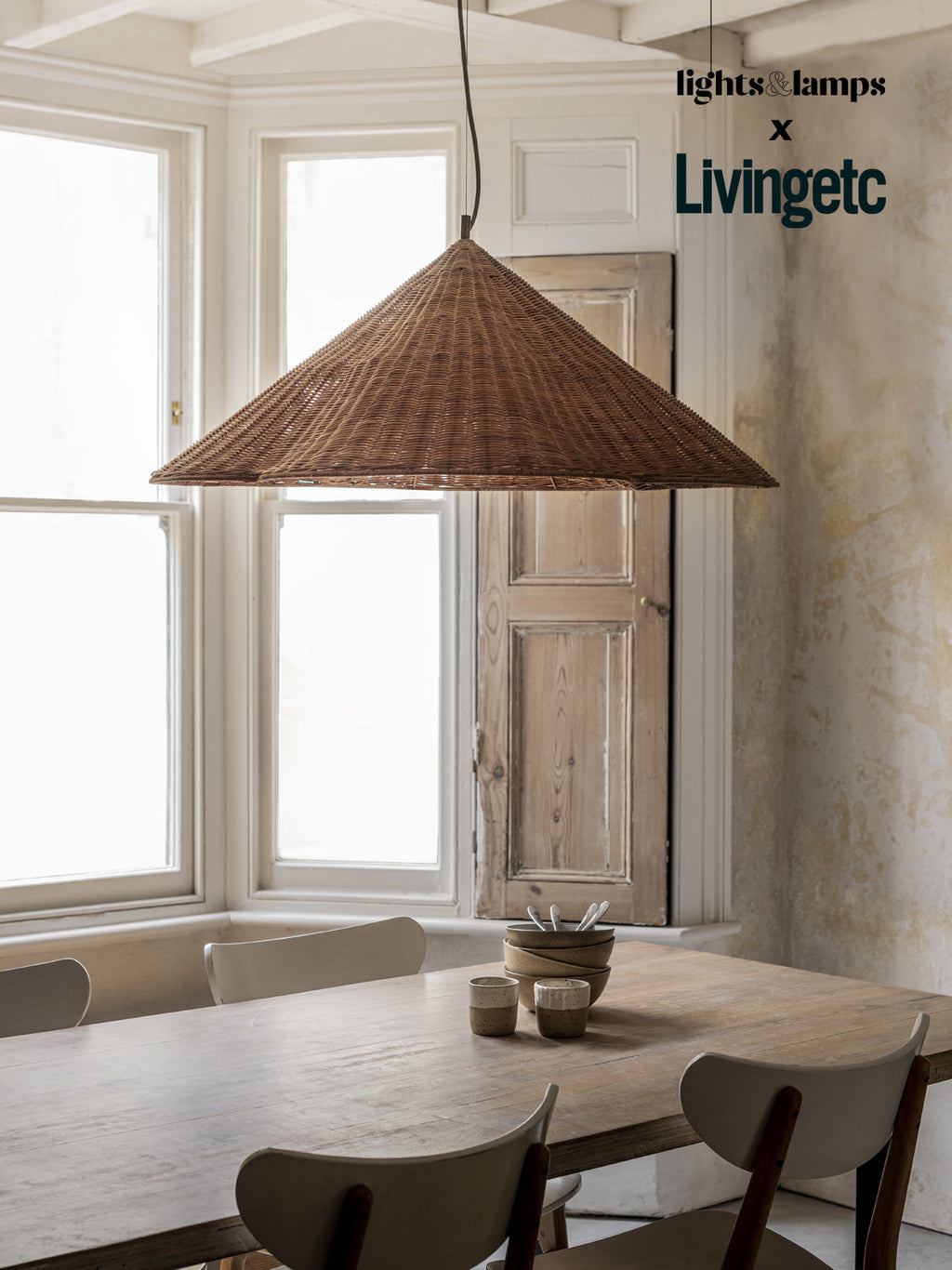 Bardi - 1 light oversized scalloped rattan pendant