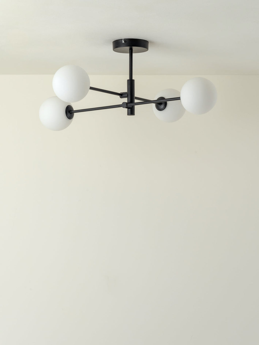 Chelvara - 4 light matt black and opal flush