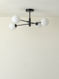 Chelvara - 4 light matt black and opal flush