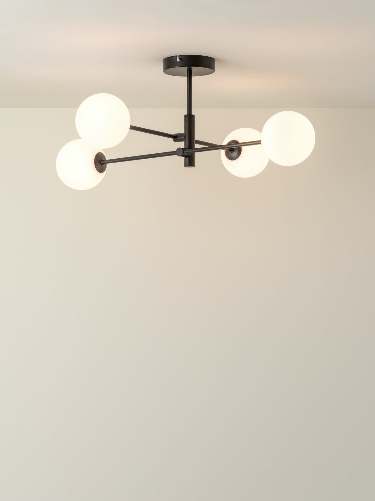Chelvara - 4 light matt black and opal flush