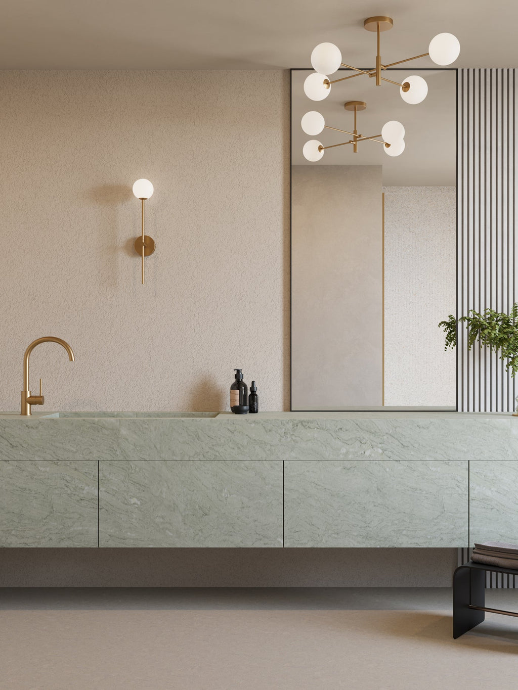 Chelvara - 4 light brass and opal flush