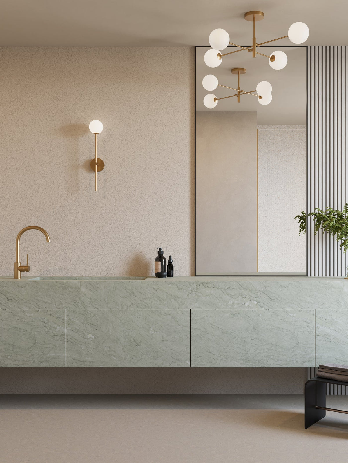 Chelvara - 4 light brass and opal flush