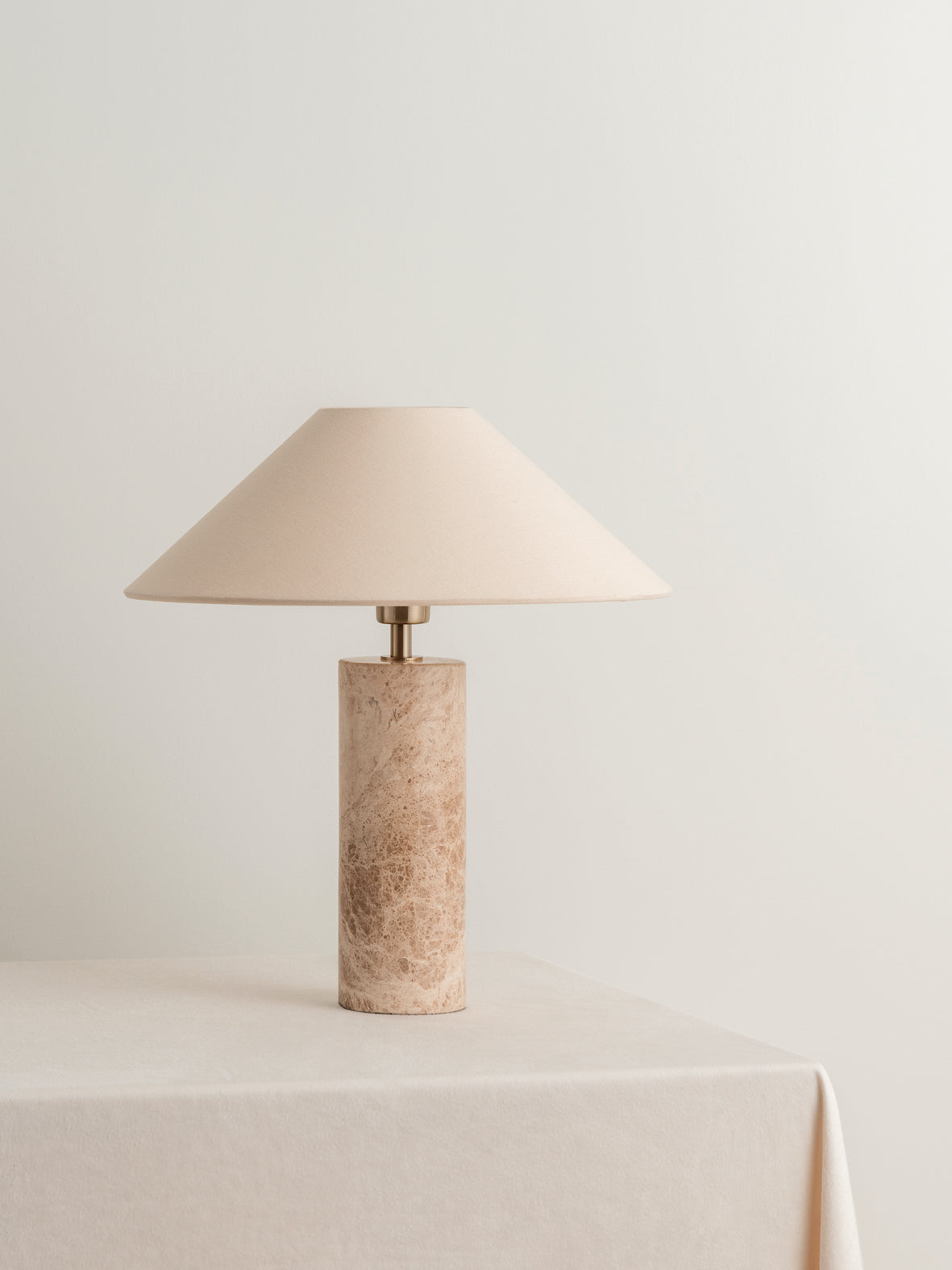 Denari - 1 light small brown marble cylinder table lamp