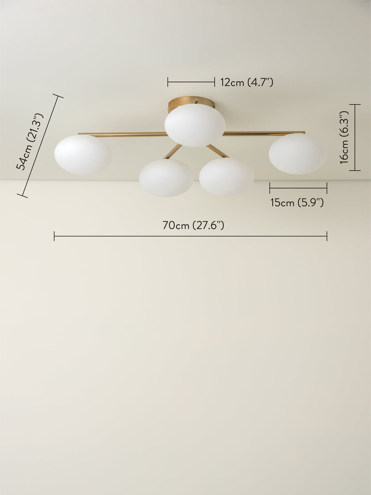 Imperial - 5 light brass and opal flush