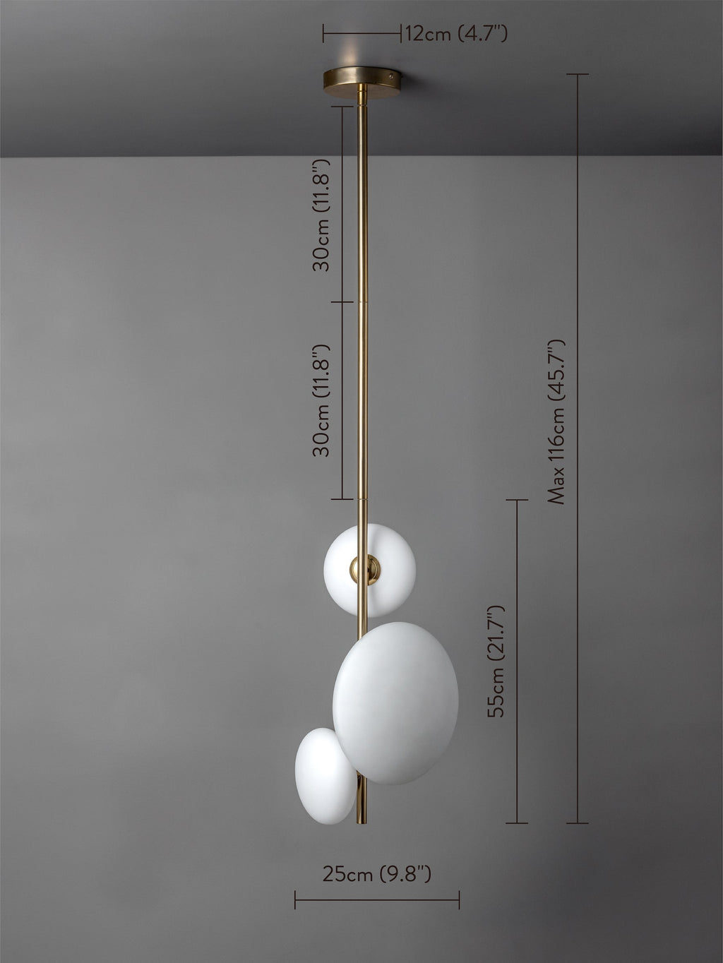 Imperial - 3 light brass and opal pendant