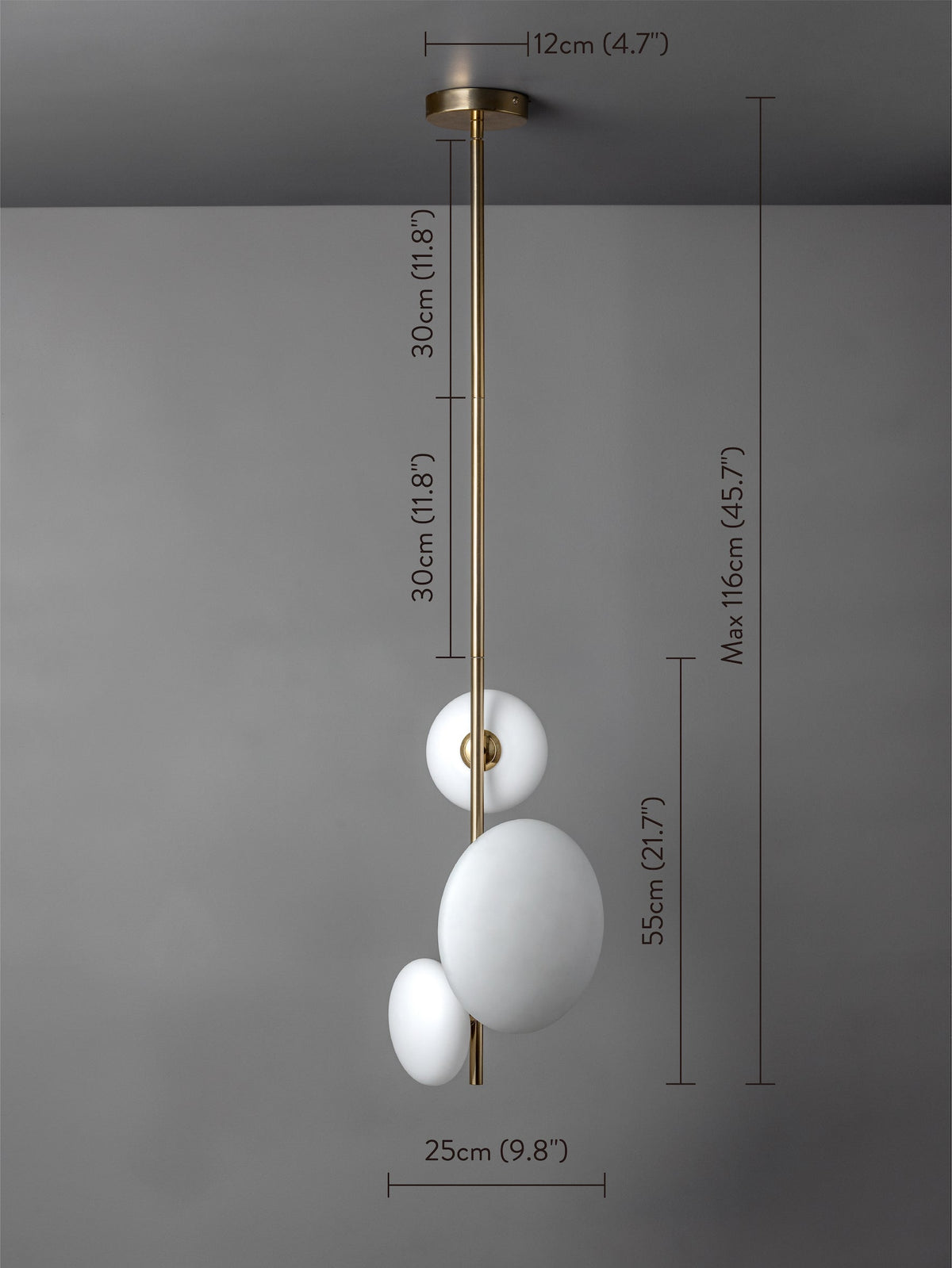 Imperial - 3 light brass and opal pendant
