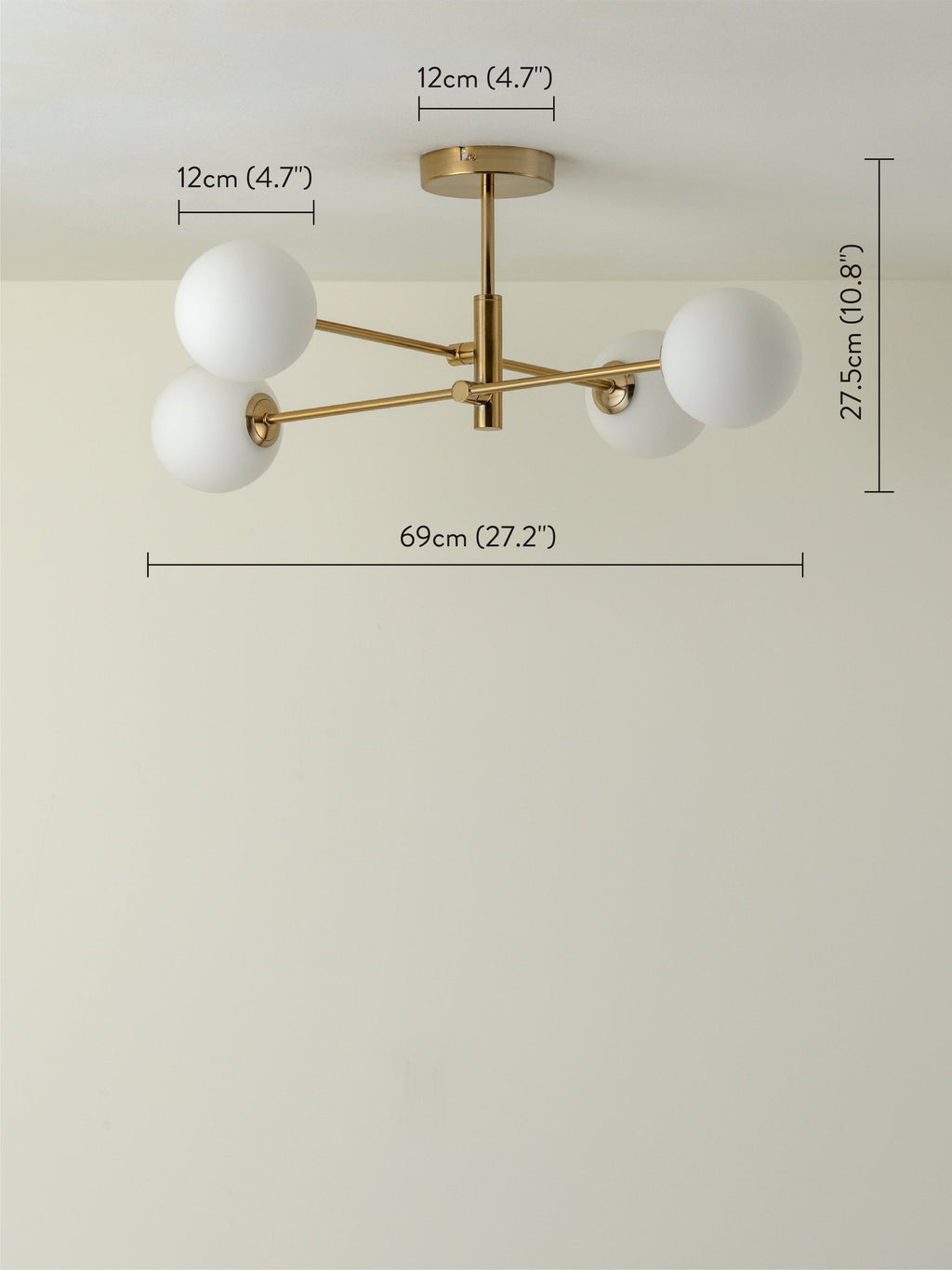Chelvara - 4 light brass and opal flush