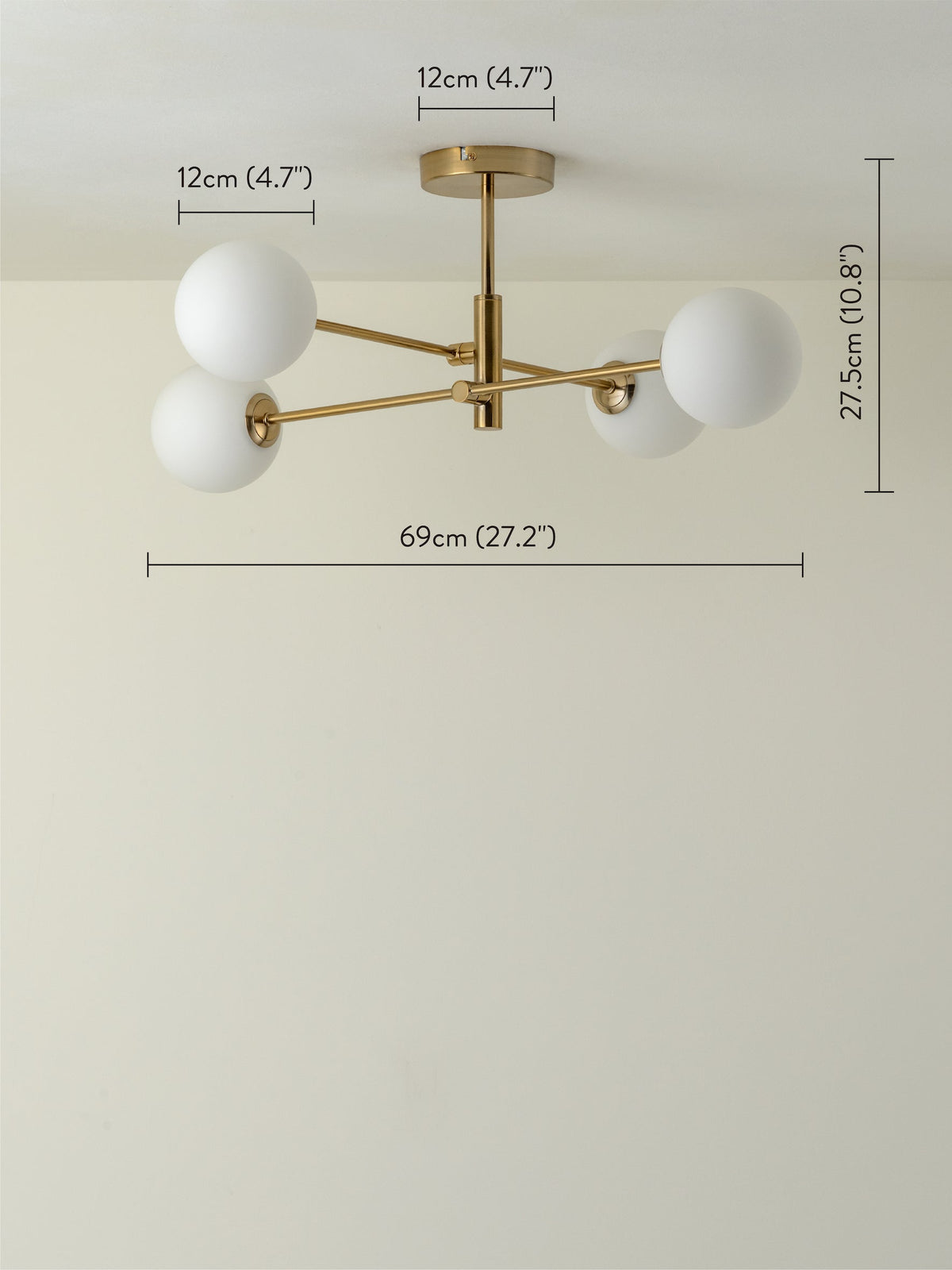 Chelvara - 4 light brass and opal flush