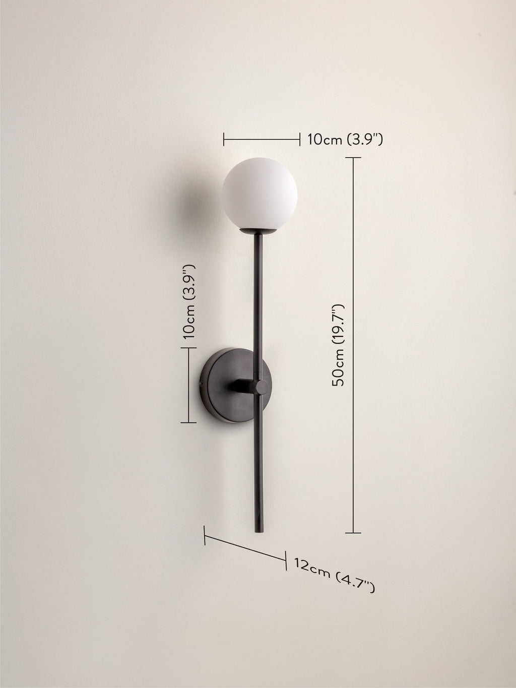 Chelvara - matt black and opal wall light