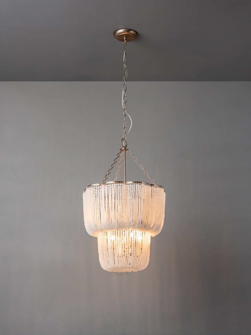 Pello - 4 light white scalloped chandelier