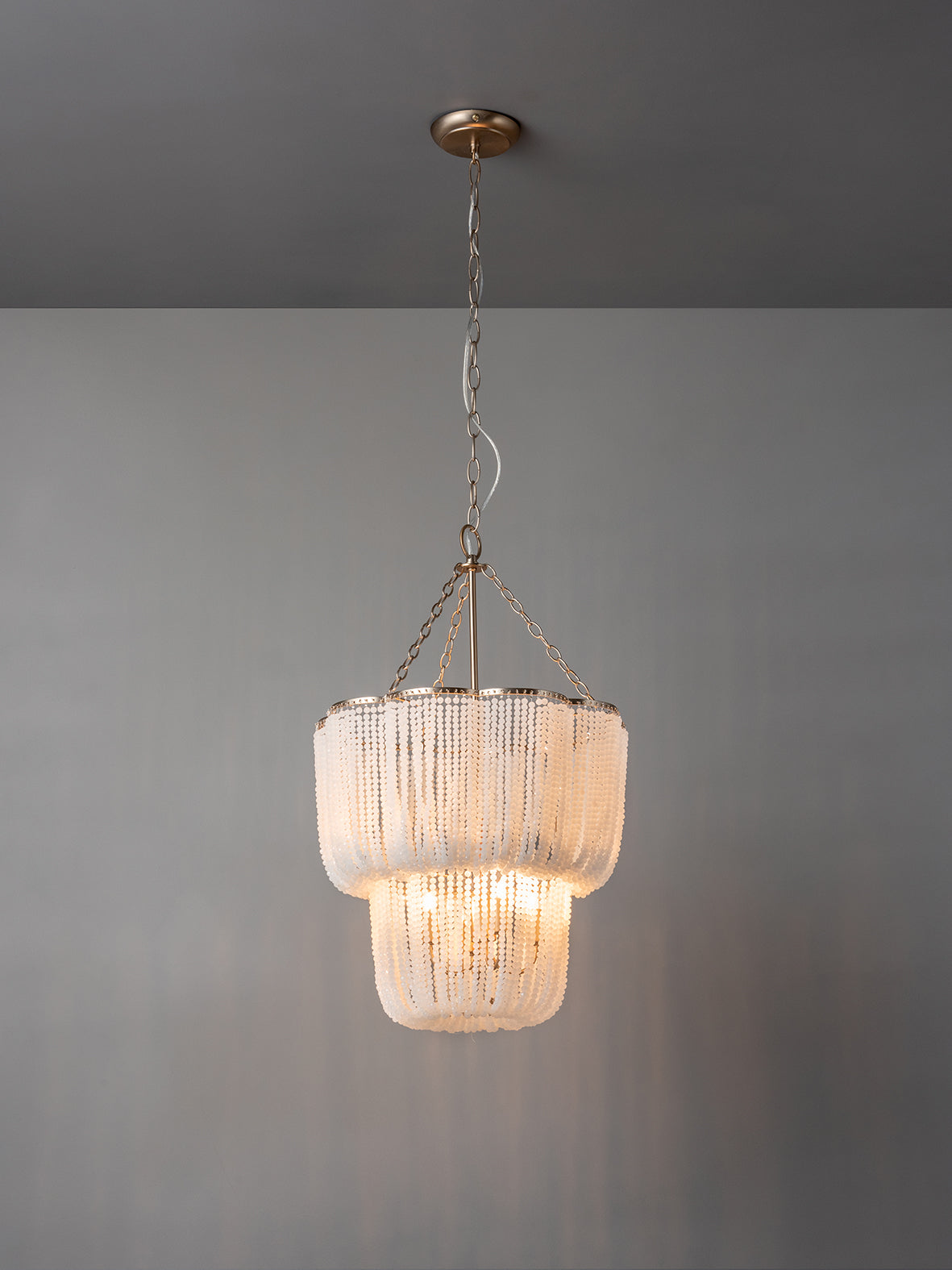 Pello - 4 light white scalloped chandelier