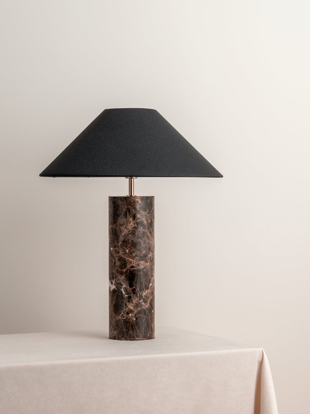 Morola - 1 light large brown marble cylinder table lamp