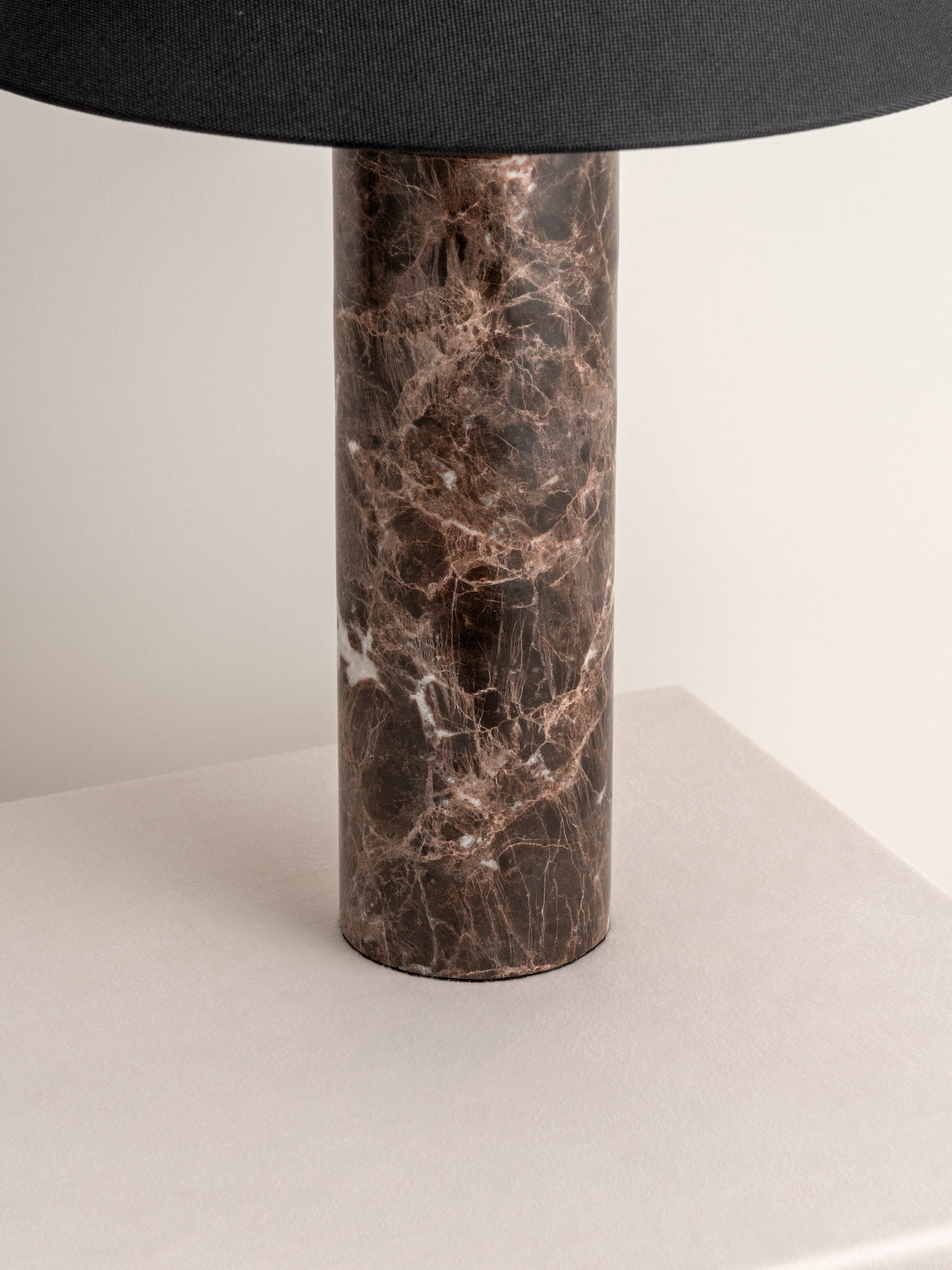 Morola - 1 light large brown marble cylinder table lamp