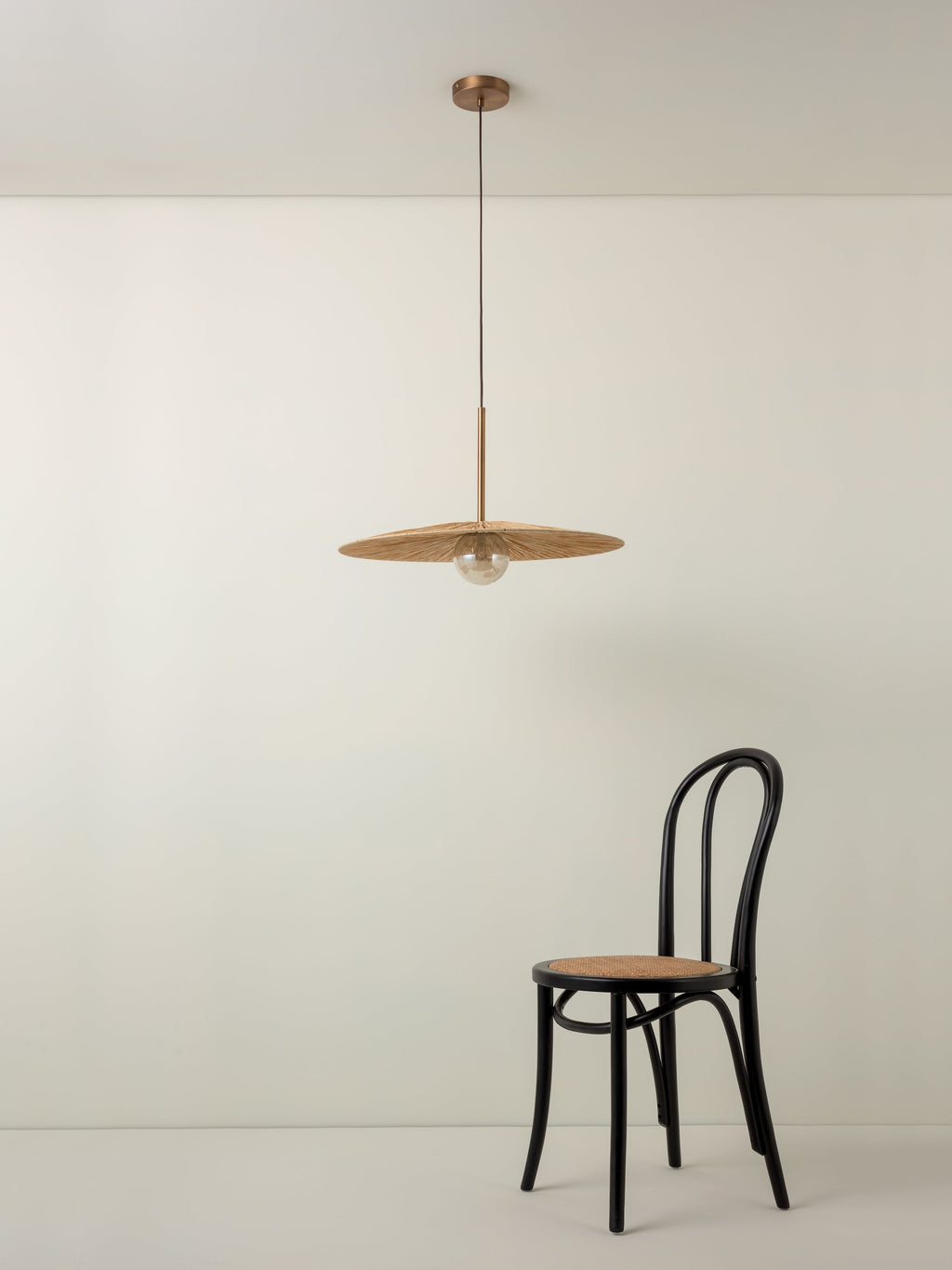 Ridotti - 1 light natural raffia and burnished brass pendant