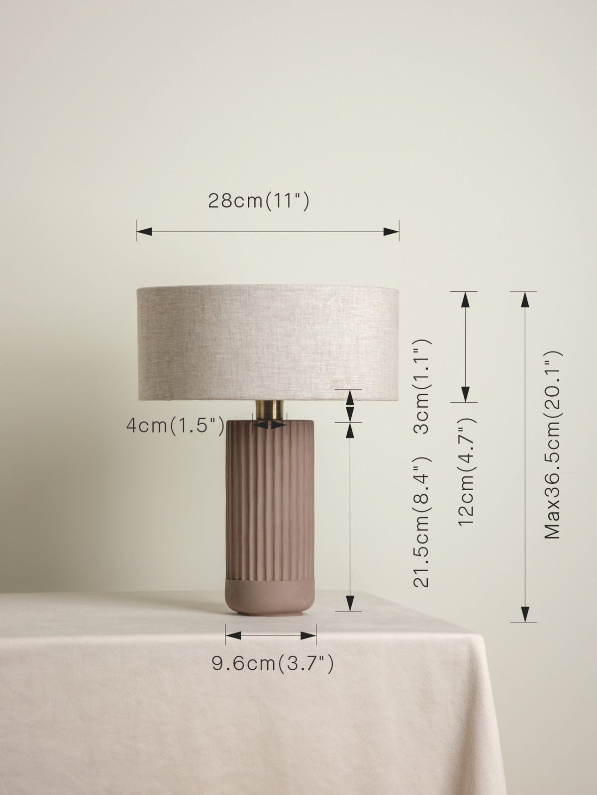 Avero - taupe ribbed concrete table lamp