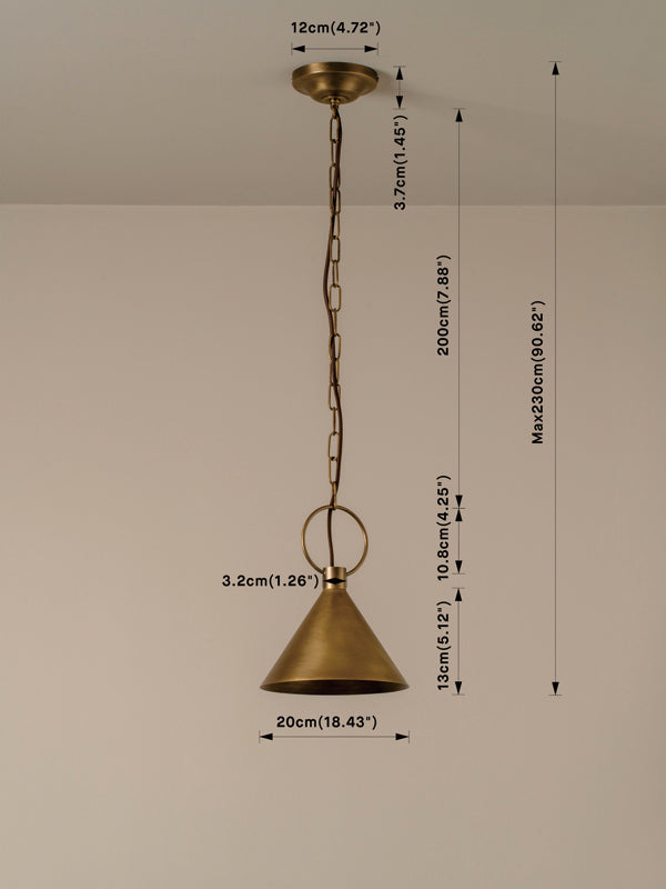 Bladen small aged brass pendant
