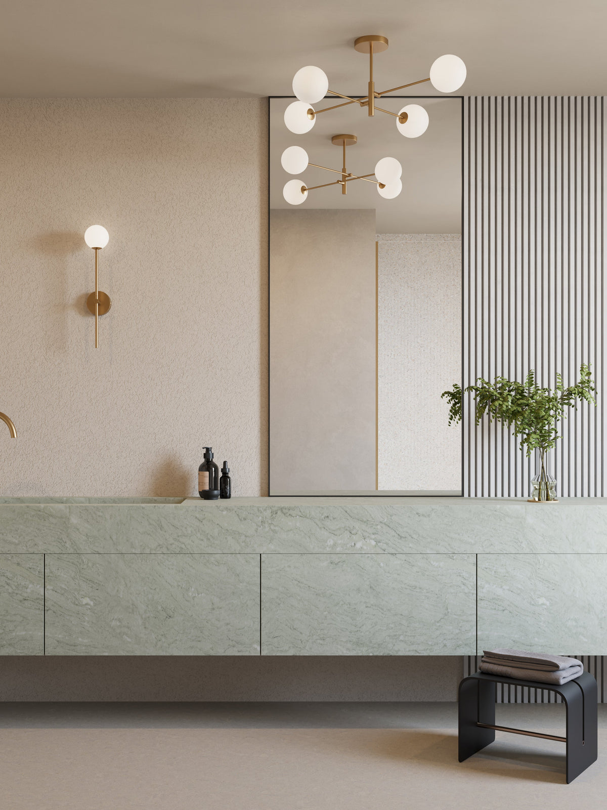 Chelvara - 4 light brass and opal flush