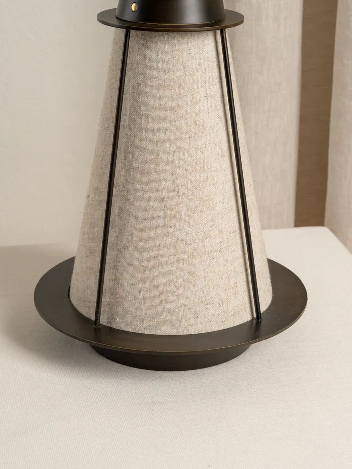Lanterna - bronze and linen rechargeable table lamp