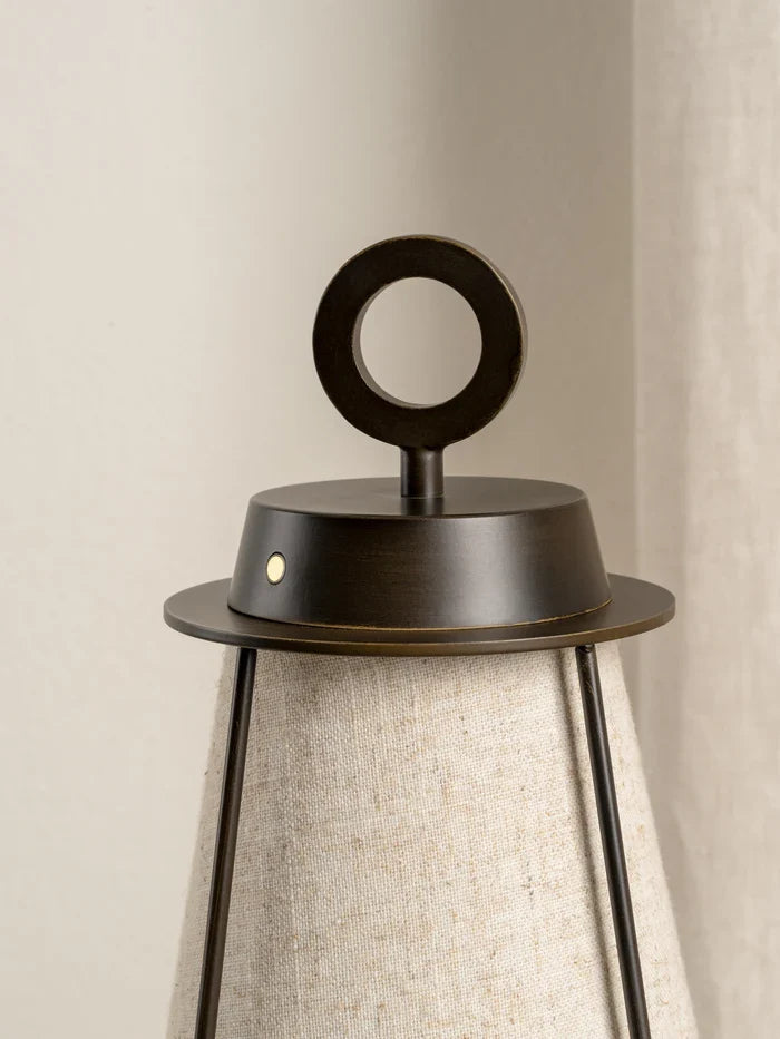 Lanterna - bronze and linen rechargeable table lamp