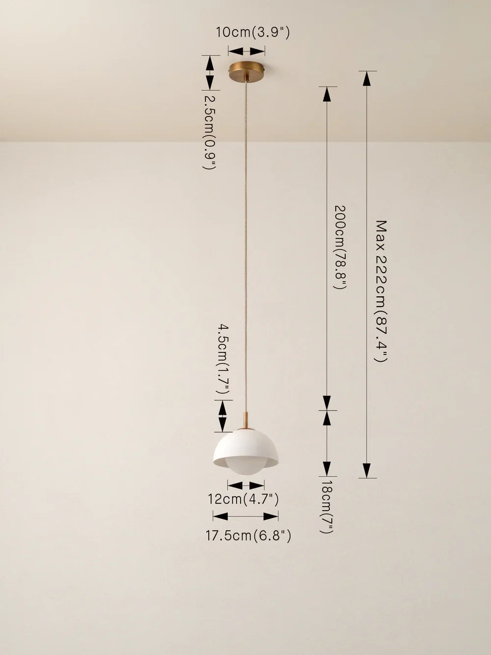 Porsa aged brass and warm white porcelain pendant