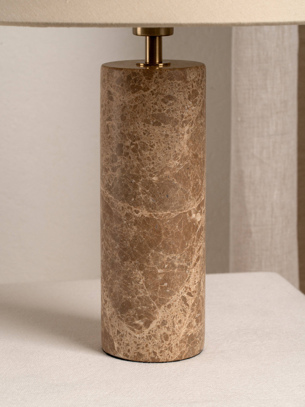 Denari - 1 light small brown marble cylinder table lamp