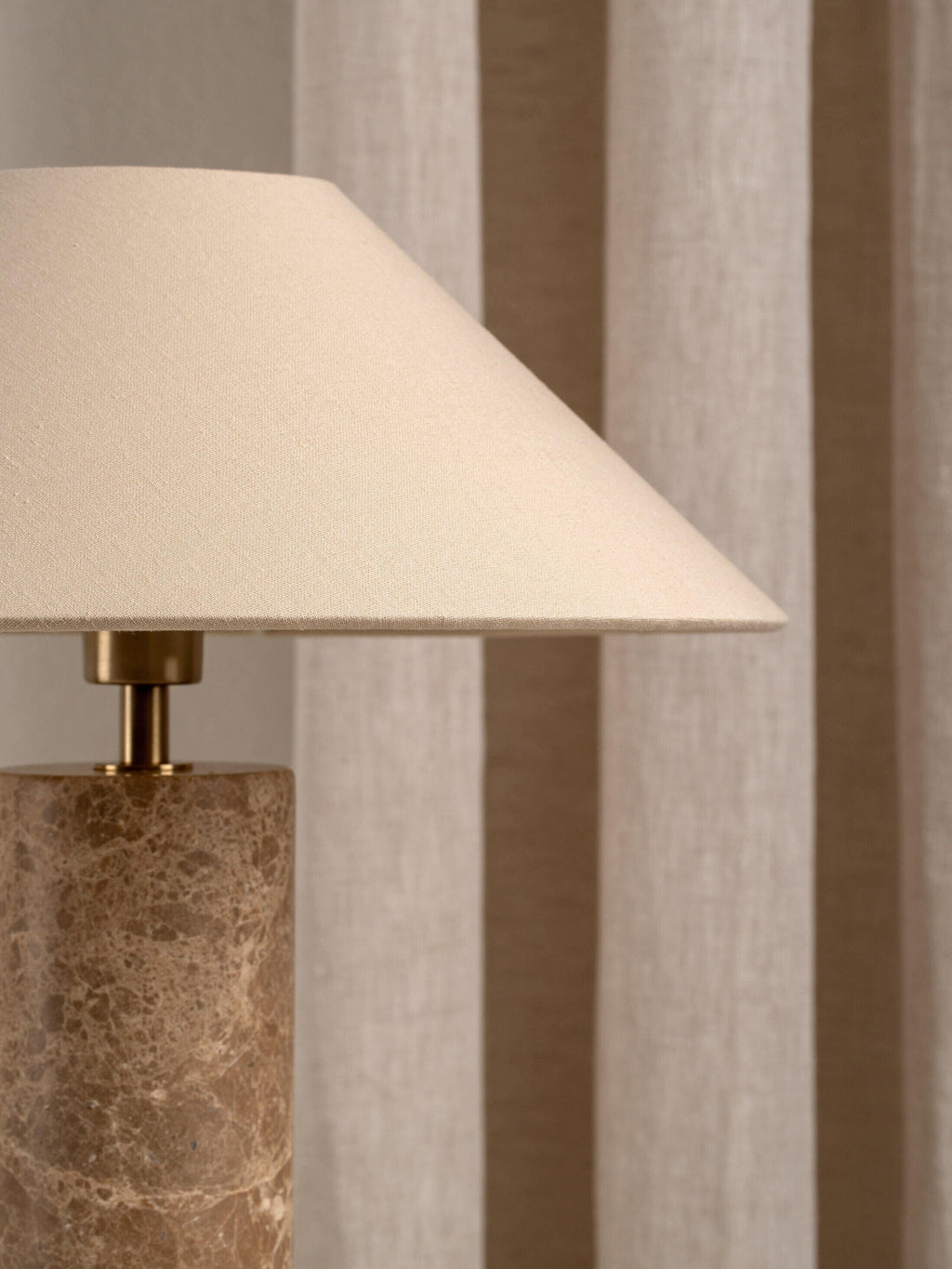 Denari - 1 light small brown marble cylinder table lamp