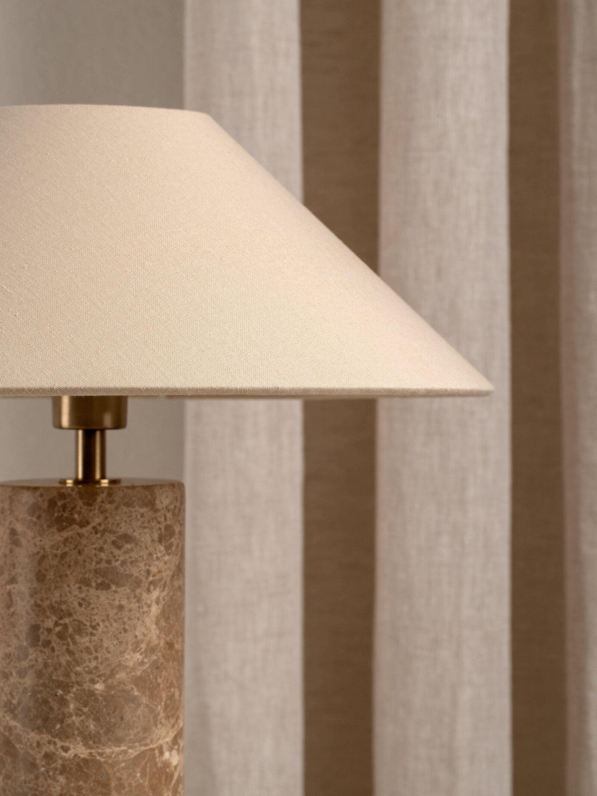 Denari - 1 light small brown marble cylinder table lamp