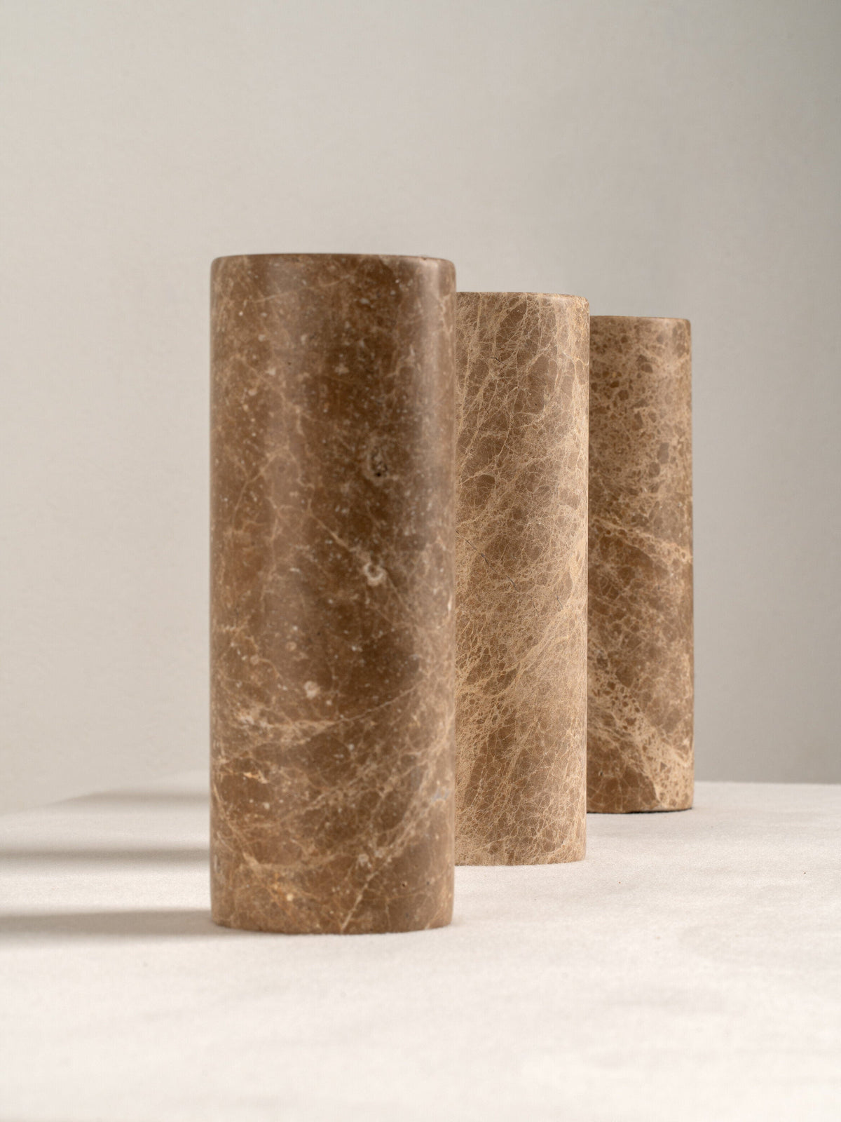 Denari - 1 light small brown marble cylinder table lamp