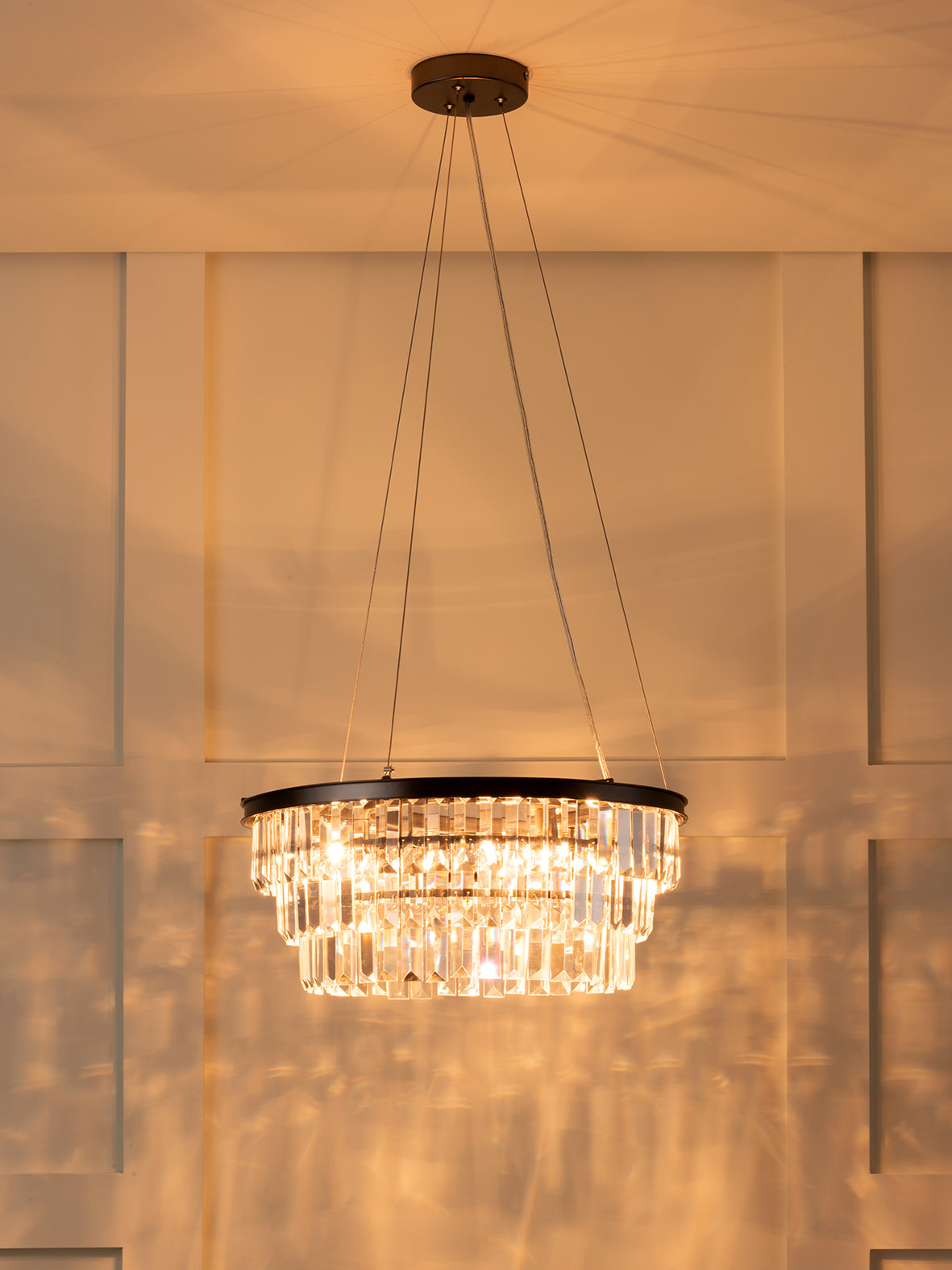 Alila - 5 light graphite silver tiered crystal glass chandelier