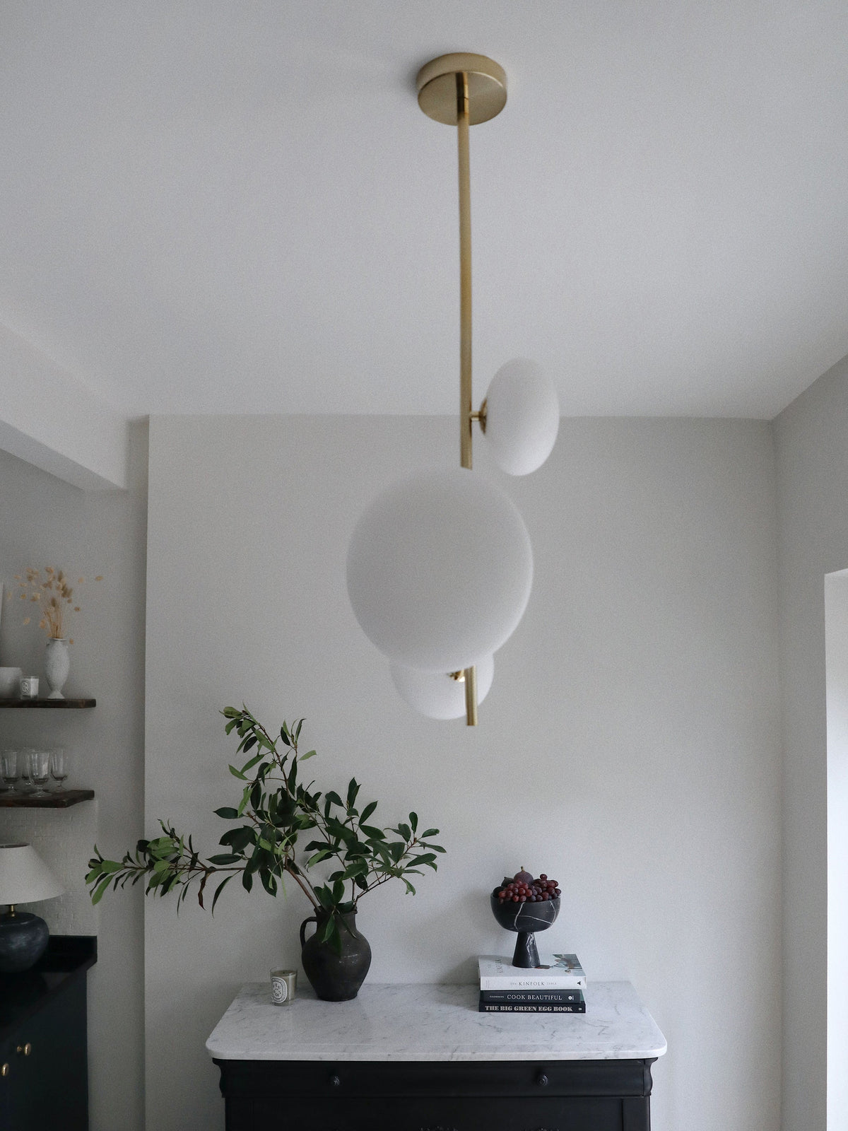 Imperial - 3 light brass and opal pendant