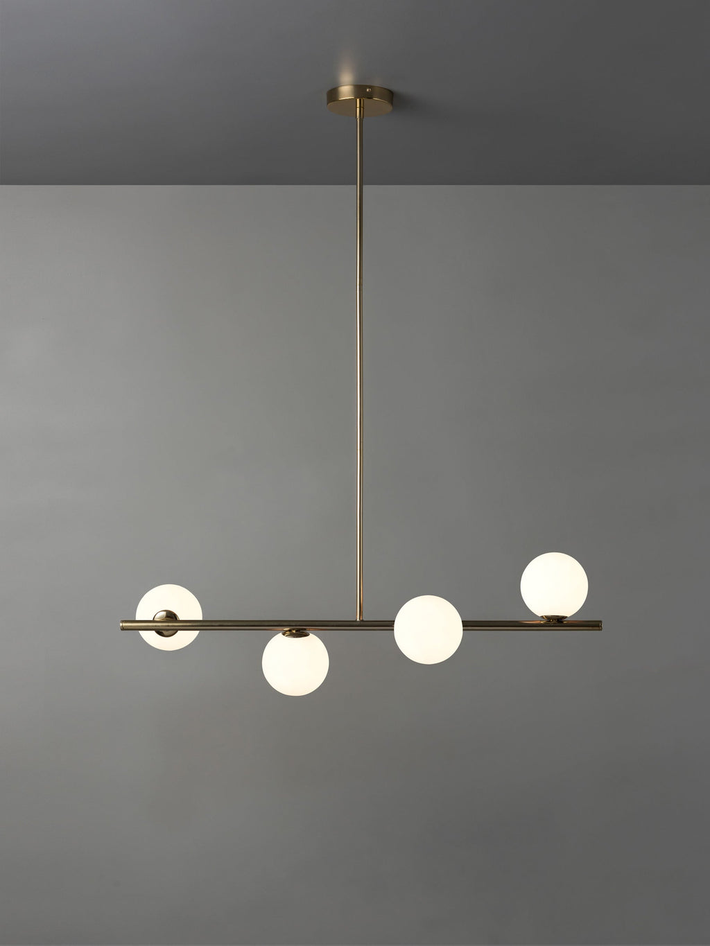 Perch - 4 light brass and opal pendant bar